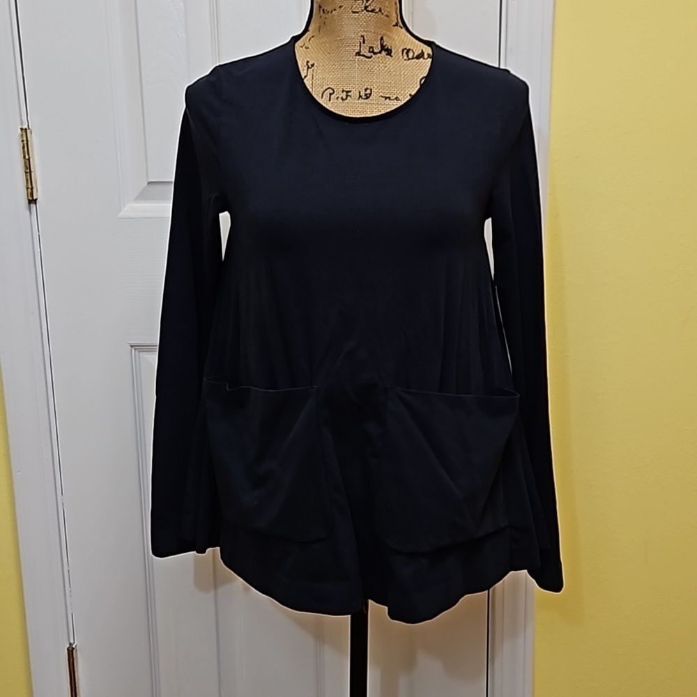 Cos Navy Blue A-Line Swing Top with Front Pockets - Women’s Size XS - Minimalist